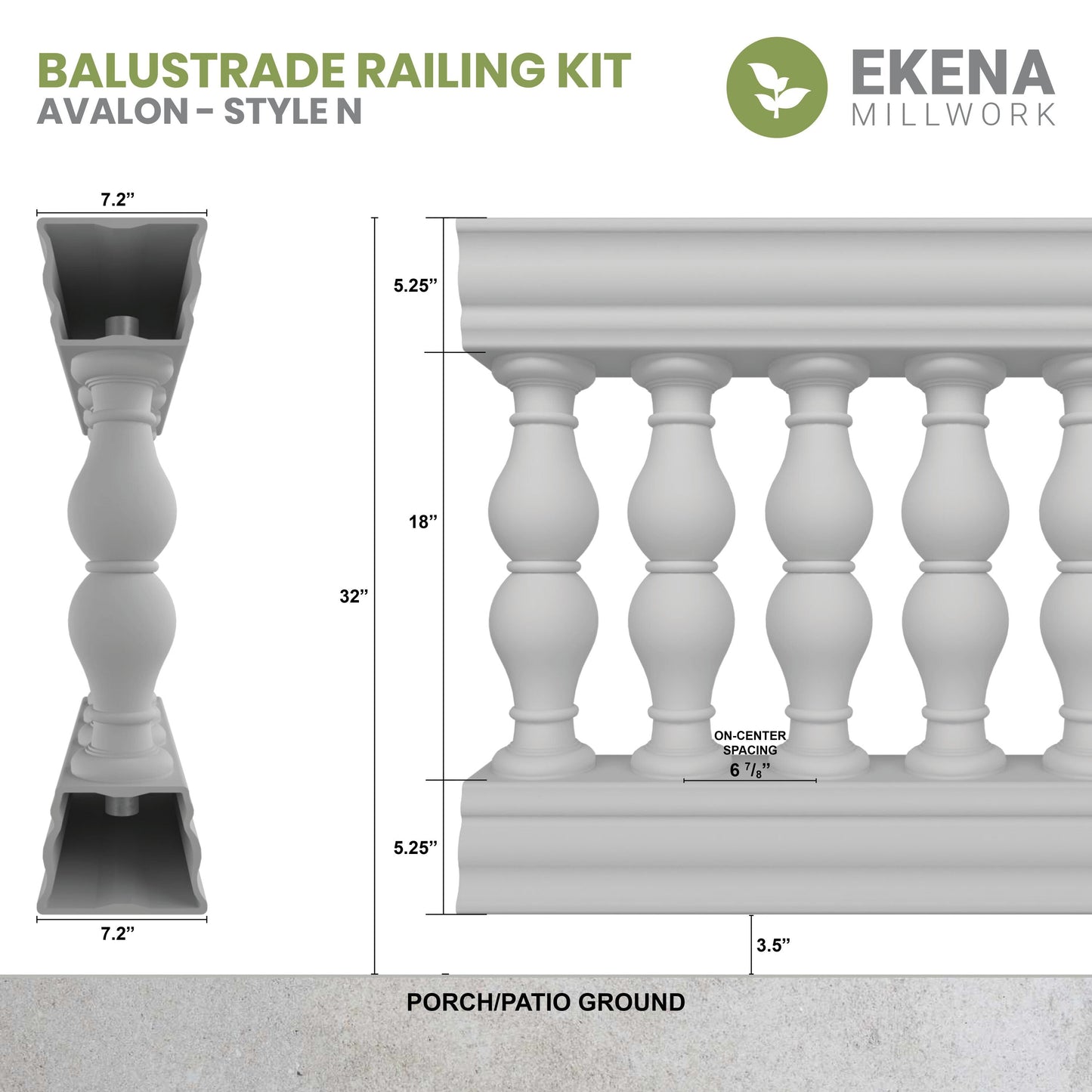 Ekena Millwork FiberThane Avalon Fiberglass Deck Rail Kit