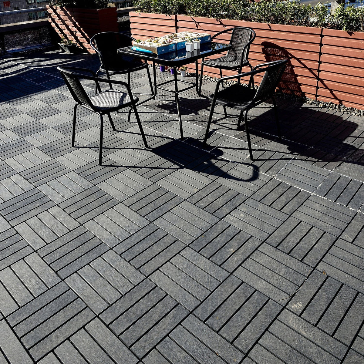 Bybafun 12-in x 12-in 44-Pack Gray A Prefinished Vinyl/Plastic Deck Tile (44-sq ft)