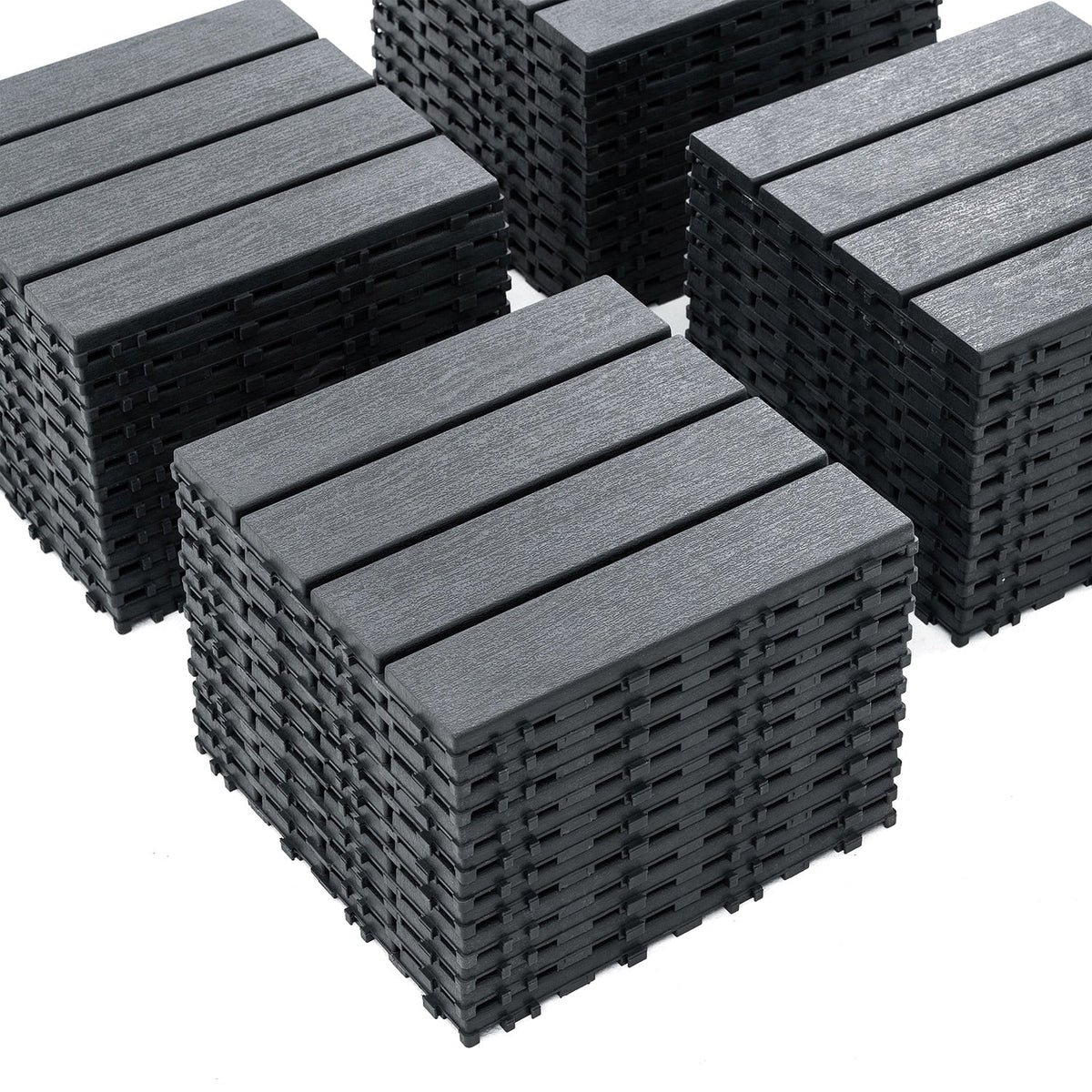 Bybafun 12-in x 12-in 44-Pack Gray A Prefinished Vinyl/Plastic Deck Tile (44-sq ft)