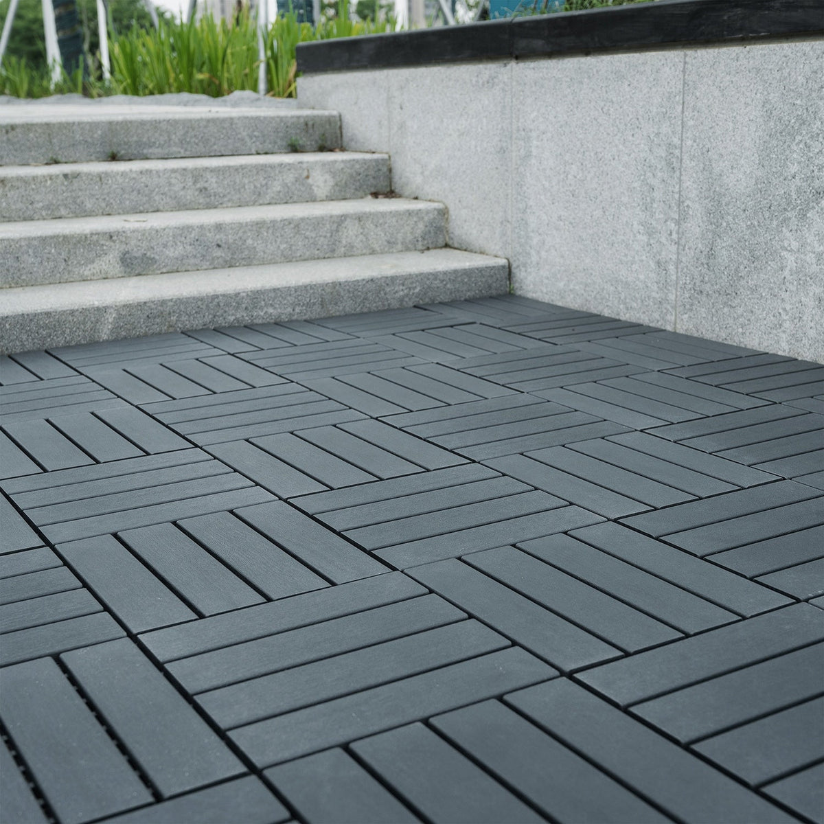 Bybafun 12-in x 12-in 44-Pack Gray A Prefinished Vinyl/Plastic Deck Tile (44-sq ft)