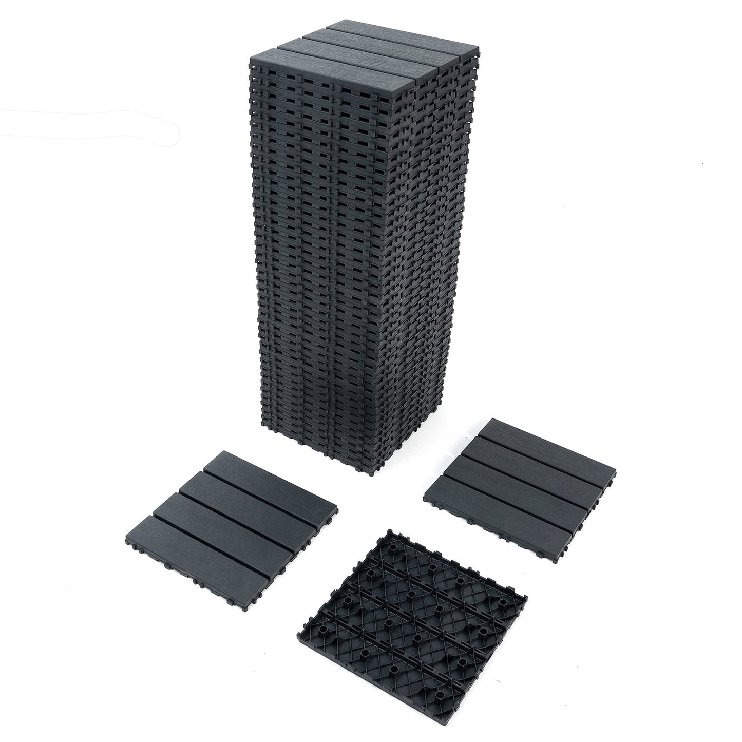 Bybafun 12-in x 12-in 44-Pack Gray A Prefinished Vinyl/Plastic Deck Tile (44-sq ft)