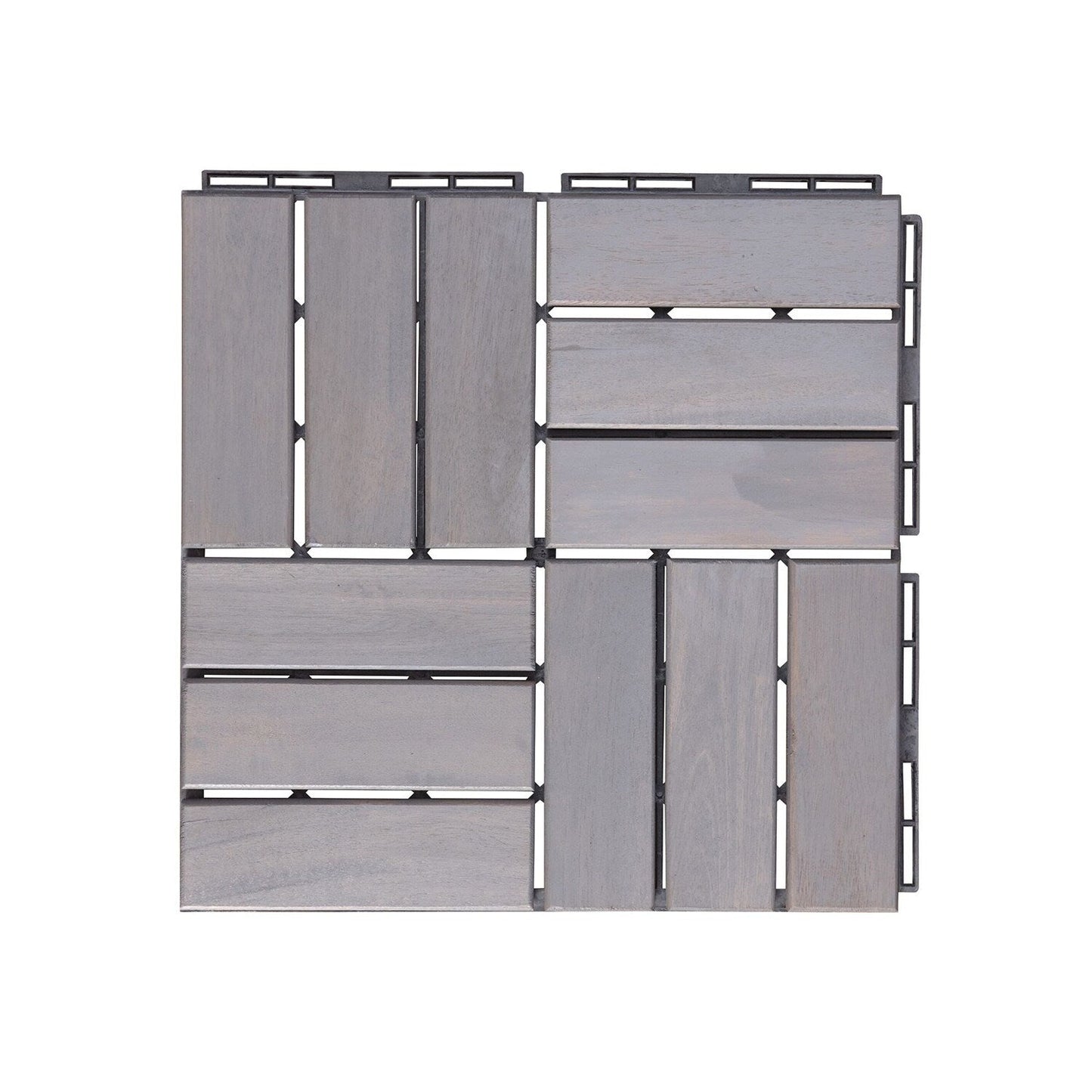 Bybafun 12-in x 12-in 30-Pack Gray Pattern2 Prefinished Wood Deck Tile