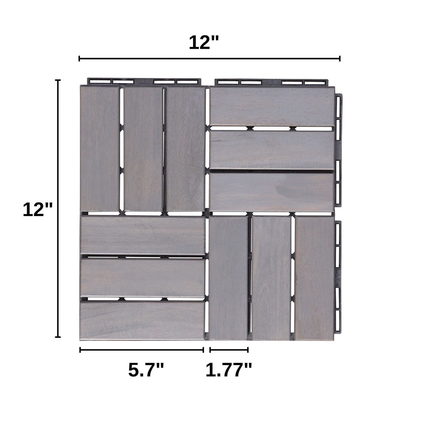 Bybafun 12-in x 12-in 30-Pack Gray Pattern2 Prefinished Wood Deck Tile
