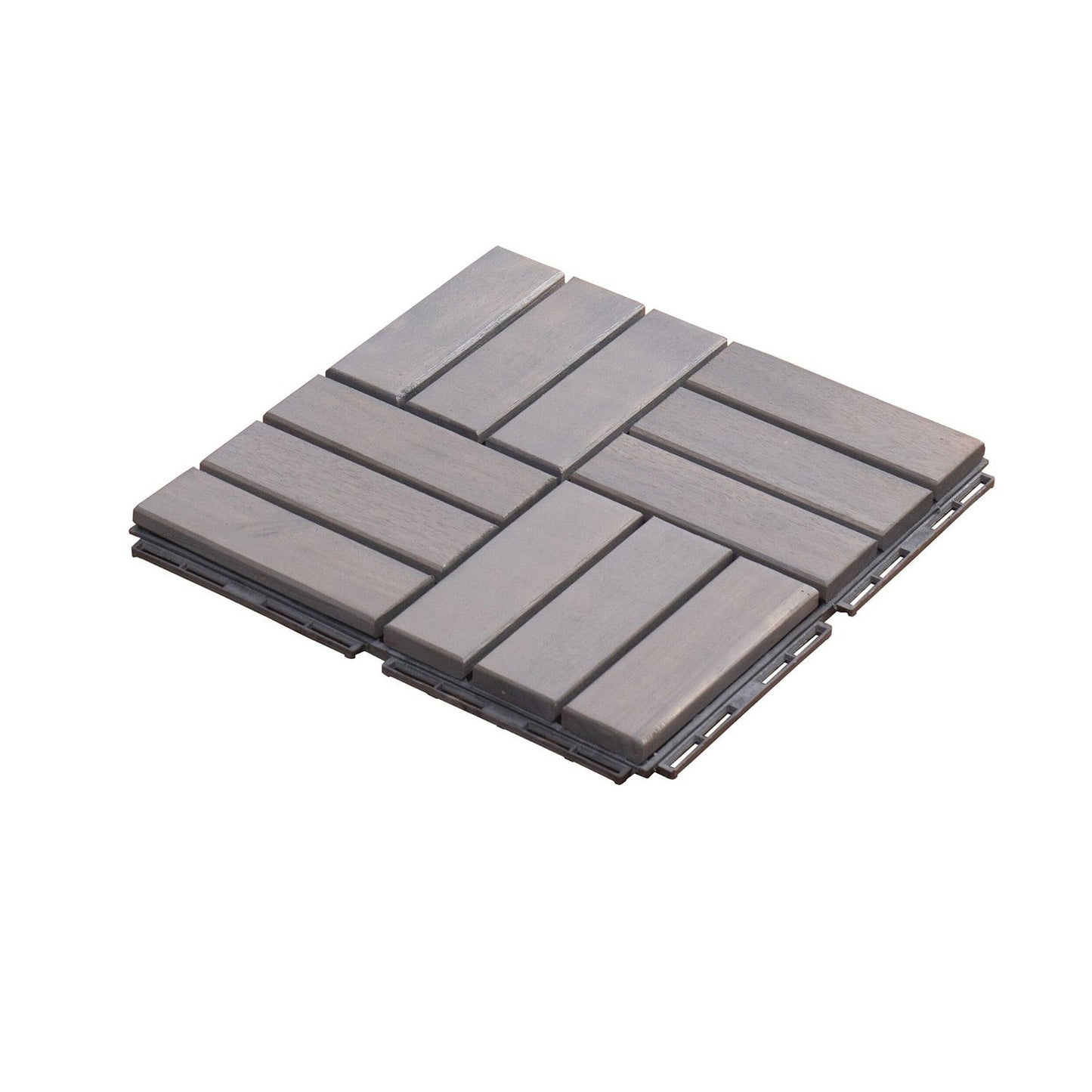 Bybafun 12-in x 12-in 30-Pack Gray Pattern2 Prefinished Wood Deck Tile