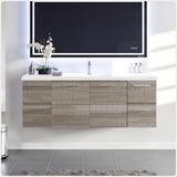 Eviva Axel 60 in. W x 21.7 in. D x 23 in. H Floating Bathroom Vanity in Ash with White Acrylic Top