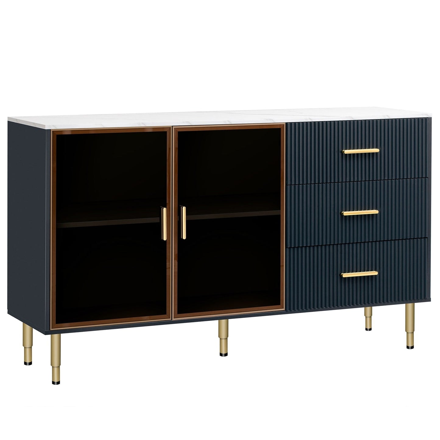 GZMR Modern Sideboard MDF Buffet Cabinet, Navy Blue Contemporary/Modern Navy Blue Sideboard