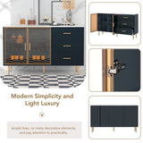 GZMR Modern Sideboard MDF Buffet Cabinet, Navy Blue Contemporary/Modern Navy Blue Sideboard