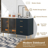 GZMR Modern Sideboard MDF Buffet Cabinet, Navy Blue Contemporary/Modern Navy Blue Sideboard