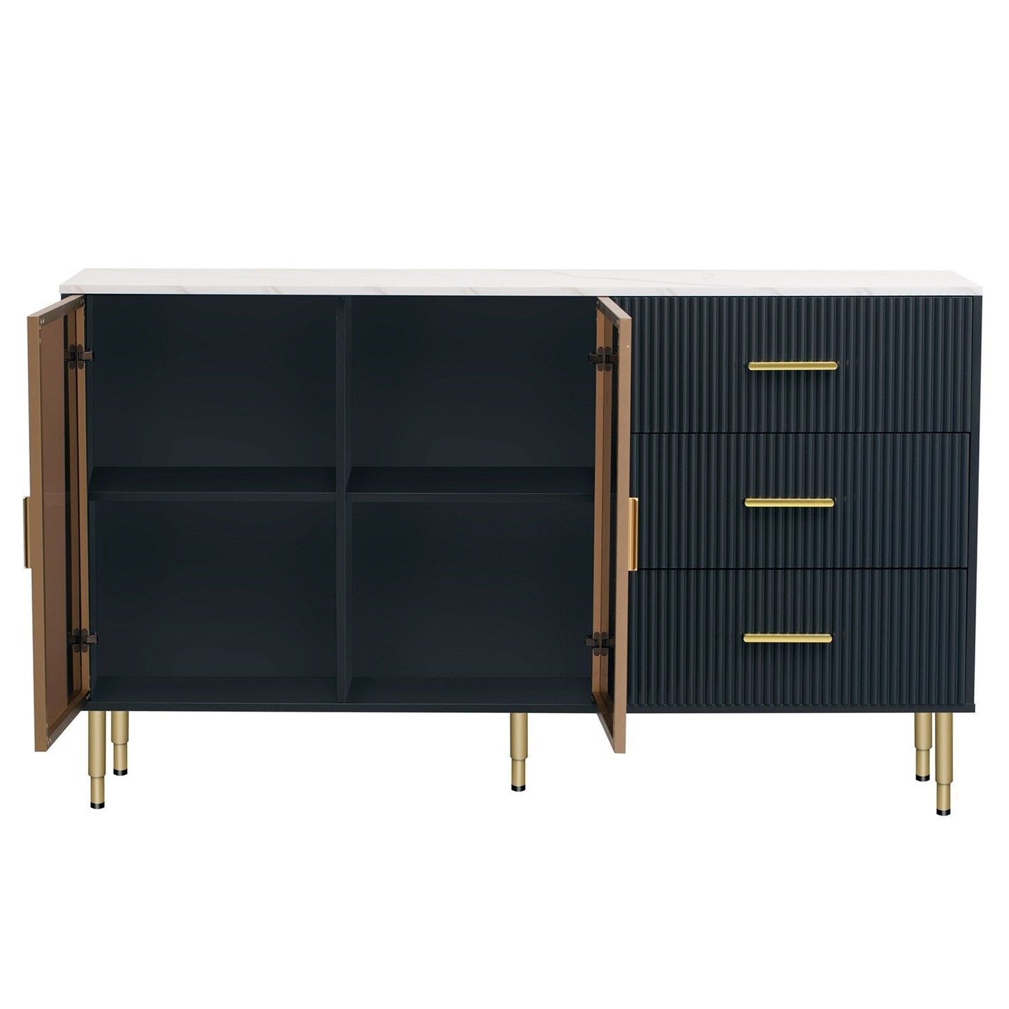 GZMR Modern Sideboard MDF Buffet Cabinet, Navy Blue Contemporary/Modern Navy Blue Sideboard