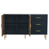 GZMR Modern Sideboard MDF Buffet Cabinet, Navy Blue Contemporary/Modern Navy Blue Sideboard