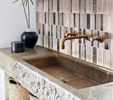 Apollo Tile (Sample) Floor and Wall Tile Brown and Beige 4-in x 4-in Polished Glass/Metal/Stone Quartz Linear Patterned Floor and Wall Tile