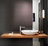 Apollo Tile (Sample) Colorway Anchor Gray 4-in x 4-in Glossy Glass Penny Round Mosaic Floor and Wall Tile