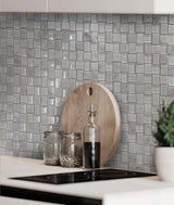 Apollo Tile (Sample) Sparta Gray 4-in x 4-in Polished Marble Basketweave Mosaic Floor and Wall Tile