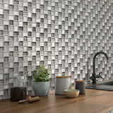 Apollo Tile (Sample) Sparta Wooden Gray 4-in x 4-in Polished Marble Basketweave Patterned Floor and Wall Tile