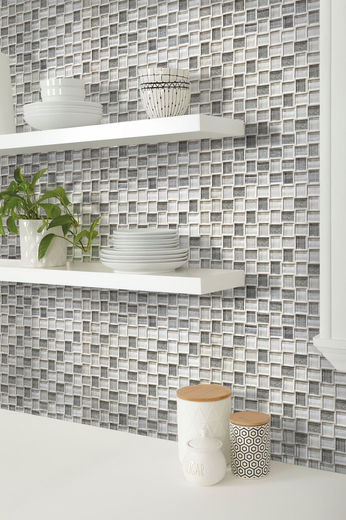 Apollo Tile (Sample) Sparta Gray 4-in x 4-in Polished Marble Basketweave Patterned Floor and Wall Tile
