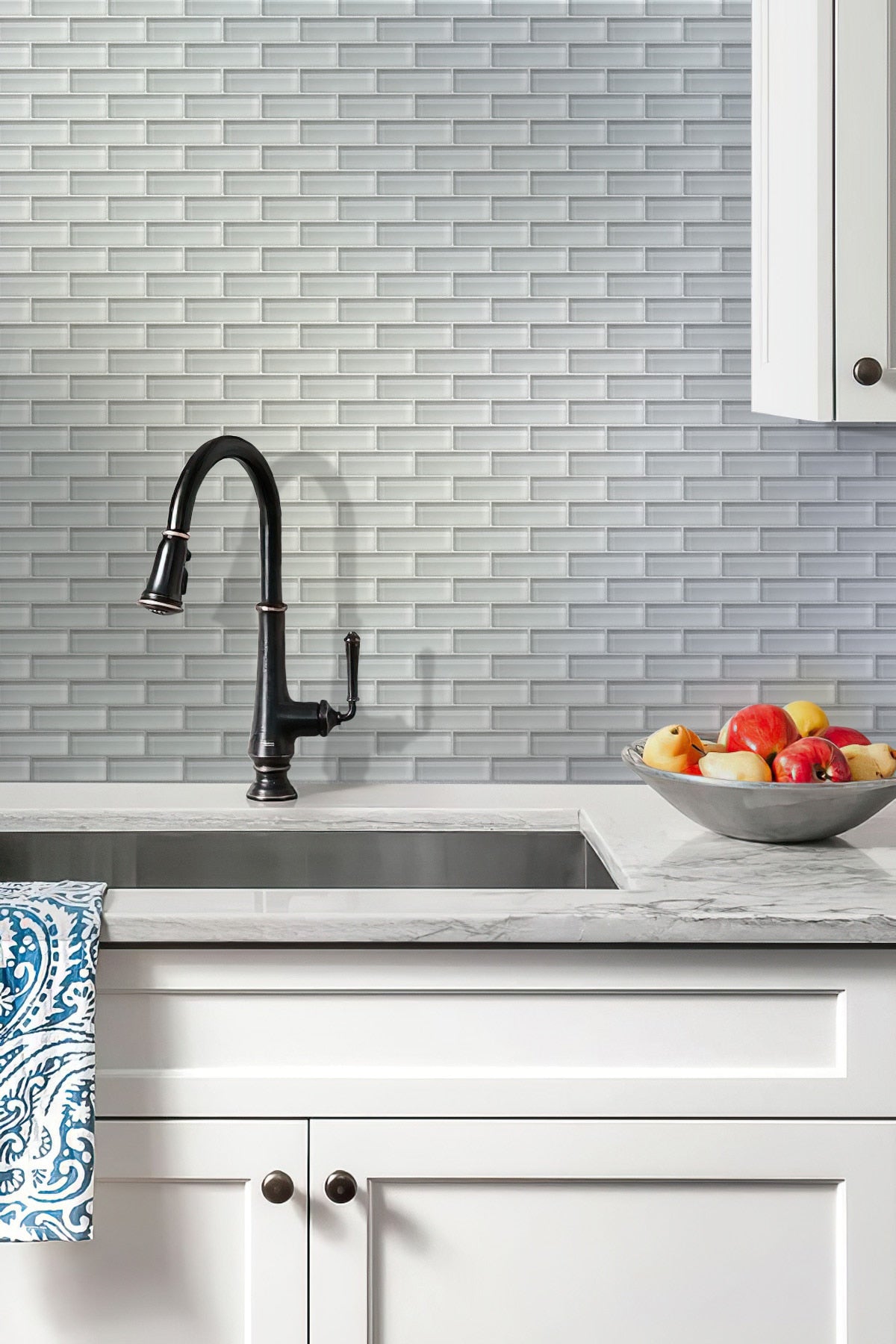 Apollo Tile (Sample) Colorway White 4-in x 4-in Glossy Glass Brick Subway Floor and Wall Tile