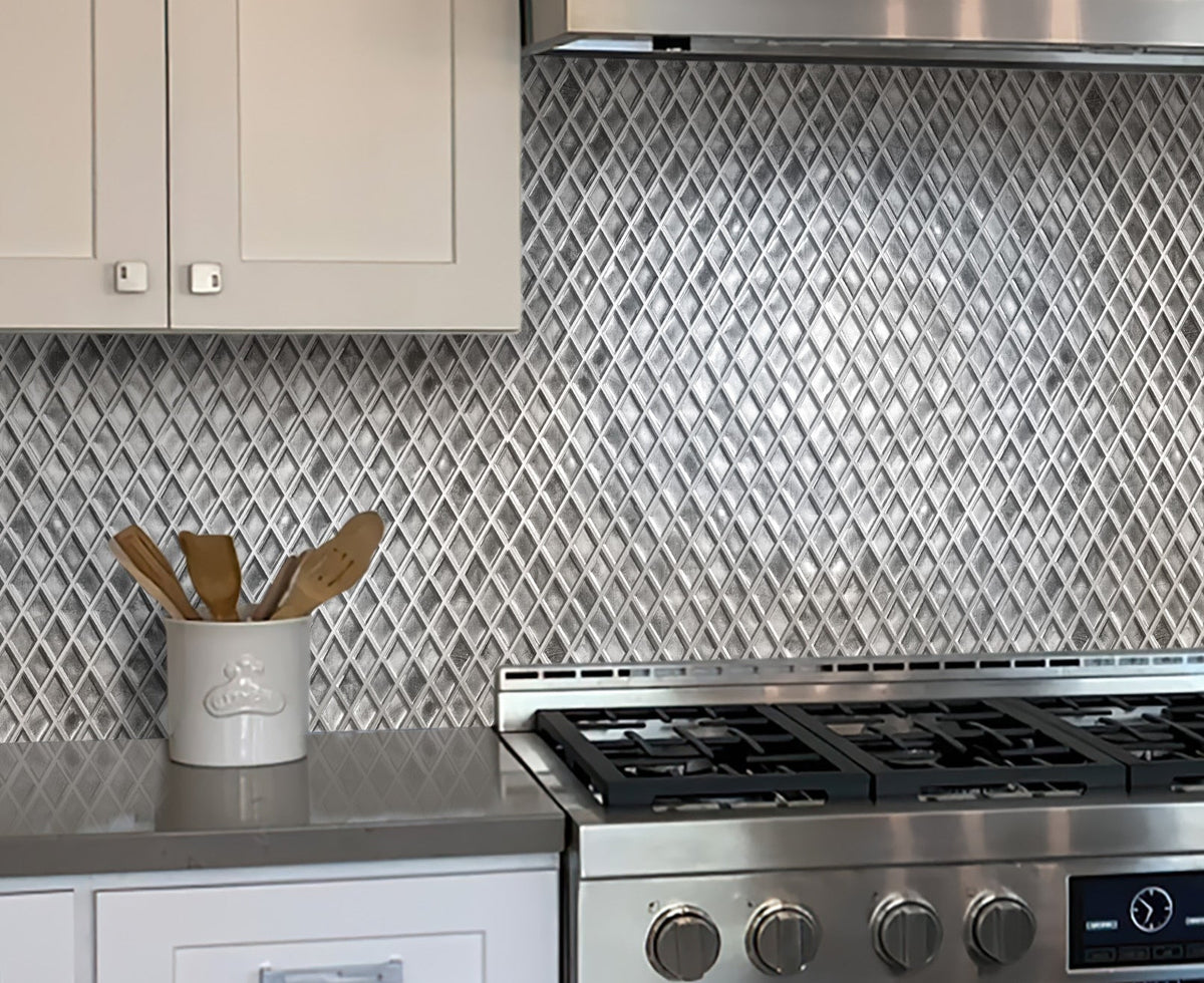 Apollo Tile (Sample) Majeste Silver 4-in x 4-in Honed Glass Diamond Floor and Wall Tile