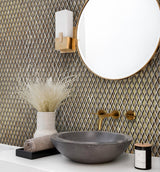 Apollo Tile (Sample) Majeste Gold 4-in x 4-in Honed Glass Diamond Mosaic Floor and Wall Tile