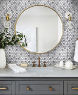 Apollo Tile (Sample) Majeste Silver 4-in x 4-in Matte Glass Honeycomb Patterned Floor and Wall Tile