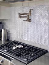 Apollo Tile Winterland White 12-in x 12-in Multi-finish Glass Herringbone Patterned Floor and Wall Tile (4.83-sq. ft/ Carton)