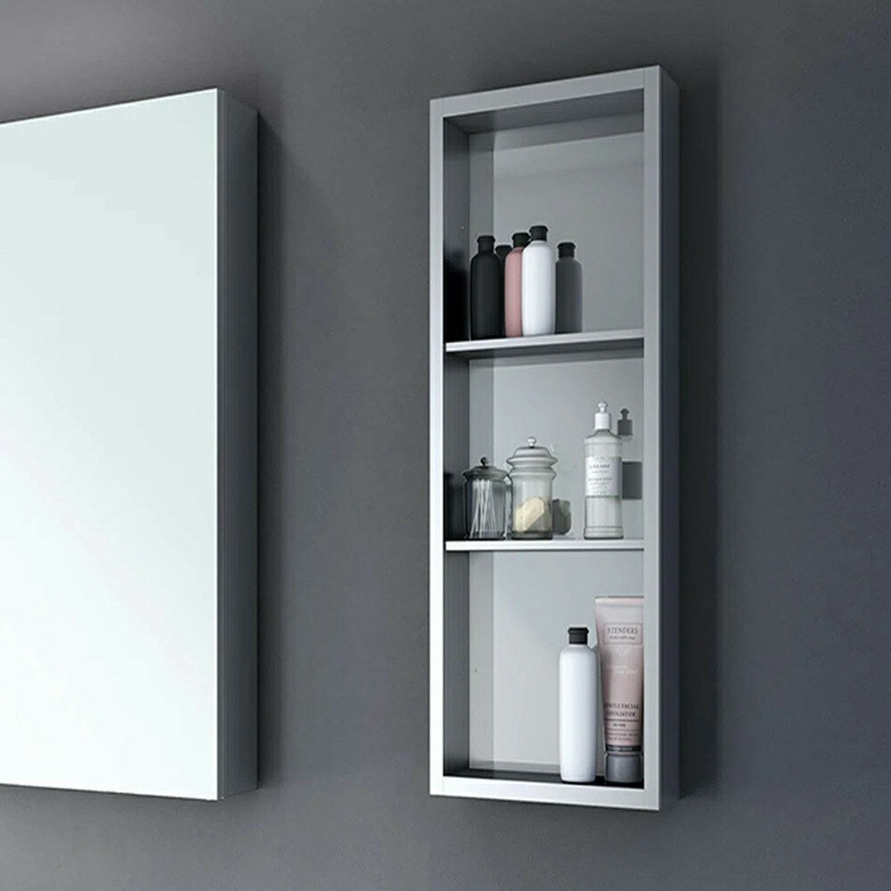 Fresca 15-in x 36-in Surface/Recessed Mount Mirror Mirrored Medicine Cabinet