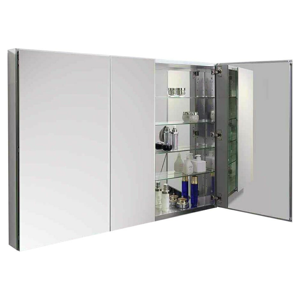Fresca 59-in x 26-in Surface/Recessed Mount Mirror Mirrored Medicine Cabinet