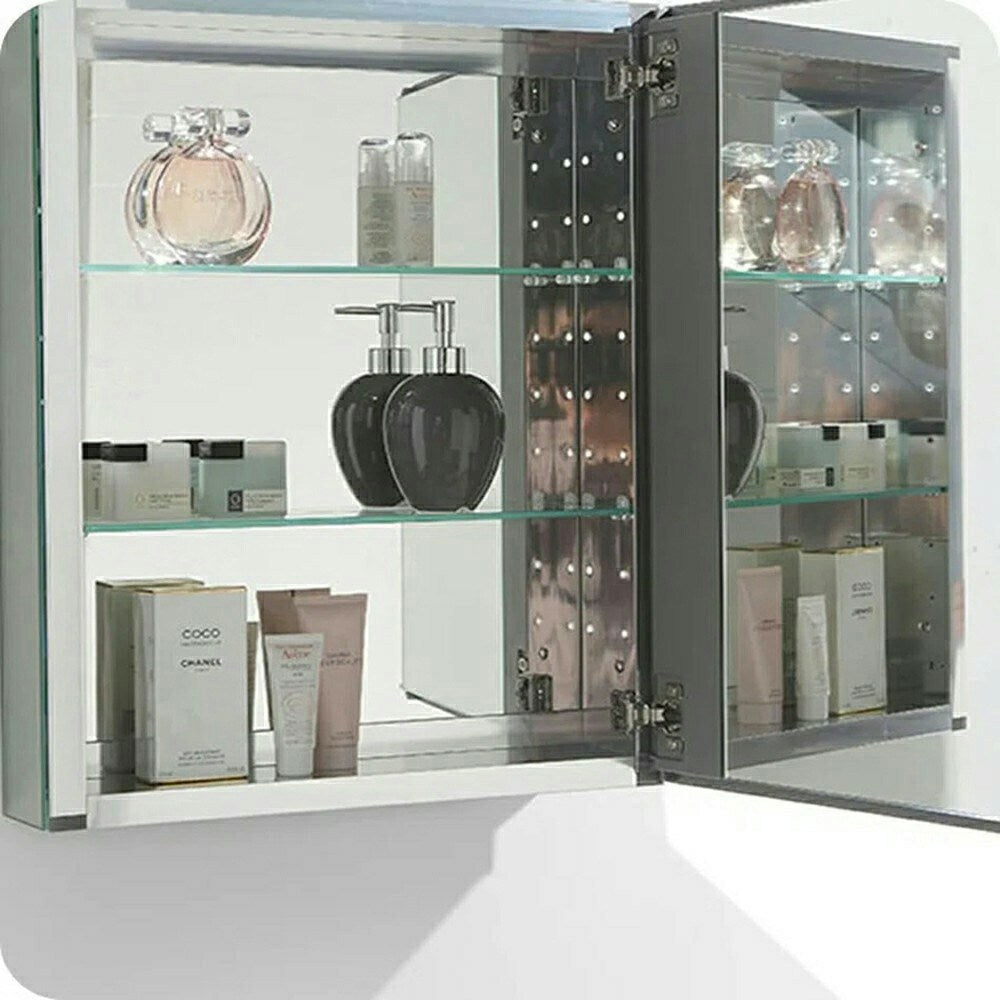 Fresca 15-in x 52-in Surface/Recessed Mount Mirror Mirrored Medicine Cabinet