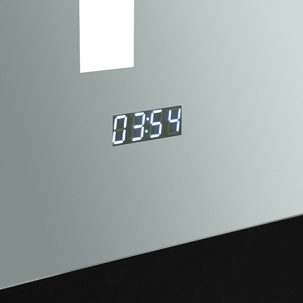 Fresca Tiempo 35.4-in x 35.4-in Lighted LED Fog Free Surface/Recessed Mount LED Lighting Mirrored Soft Close Medicine Cabinet with Outlet