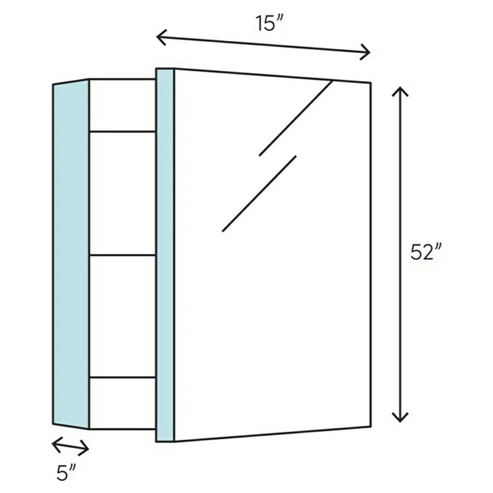Fresca 15-in x 52-in Surface/Recessed Mount Mirror Mirrored Medicine Cabinet