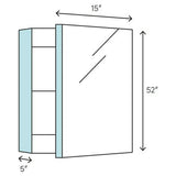 Fresca 15-in x 52-in Surface/Recessed Mount Mirror Mirrored Medicine Cabinet