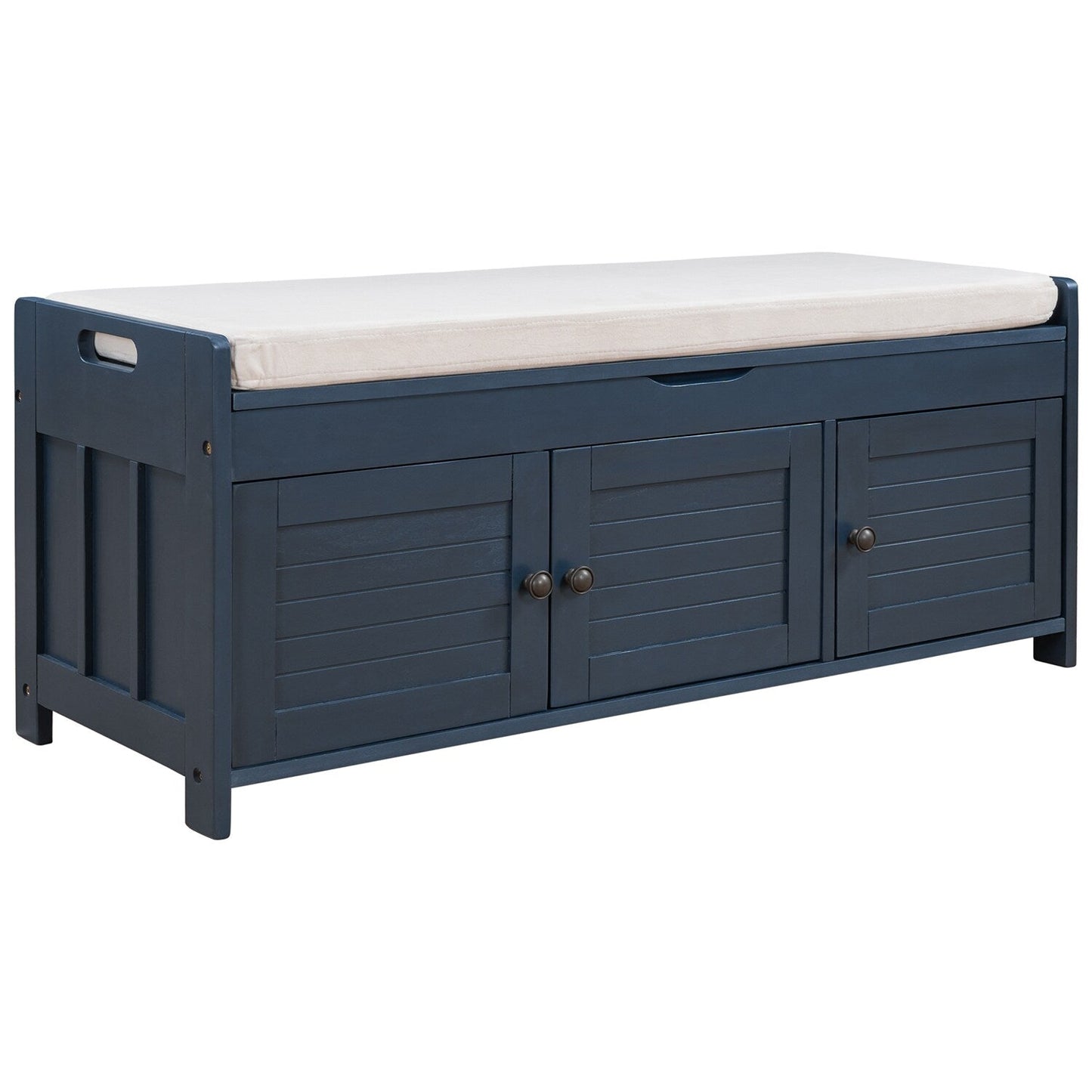 GZMR Navy Blue Storage Bench Modern Navy Blue Storage Bench 43.5-in x 16-in x 18-in