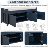 GZMR Navy Blue Storage Bench Modern Navy Blue Storage Bench 43.5-in x 16-in x 18-in