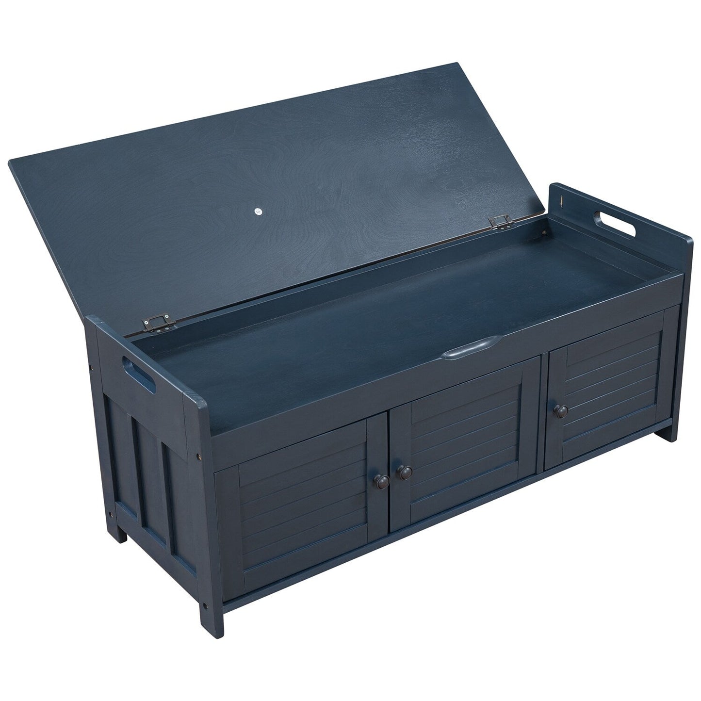 GZMR Navy Blue Storage Bench Modern Navy Blue Storage Bench 43.5-in x 16-in x 18-in