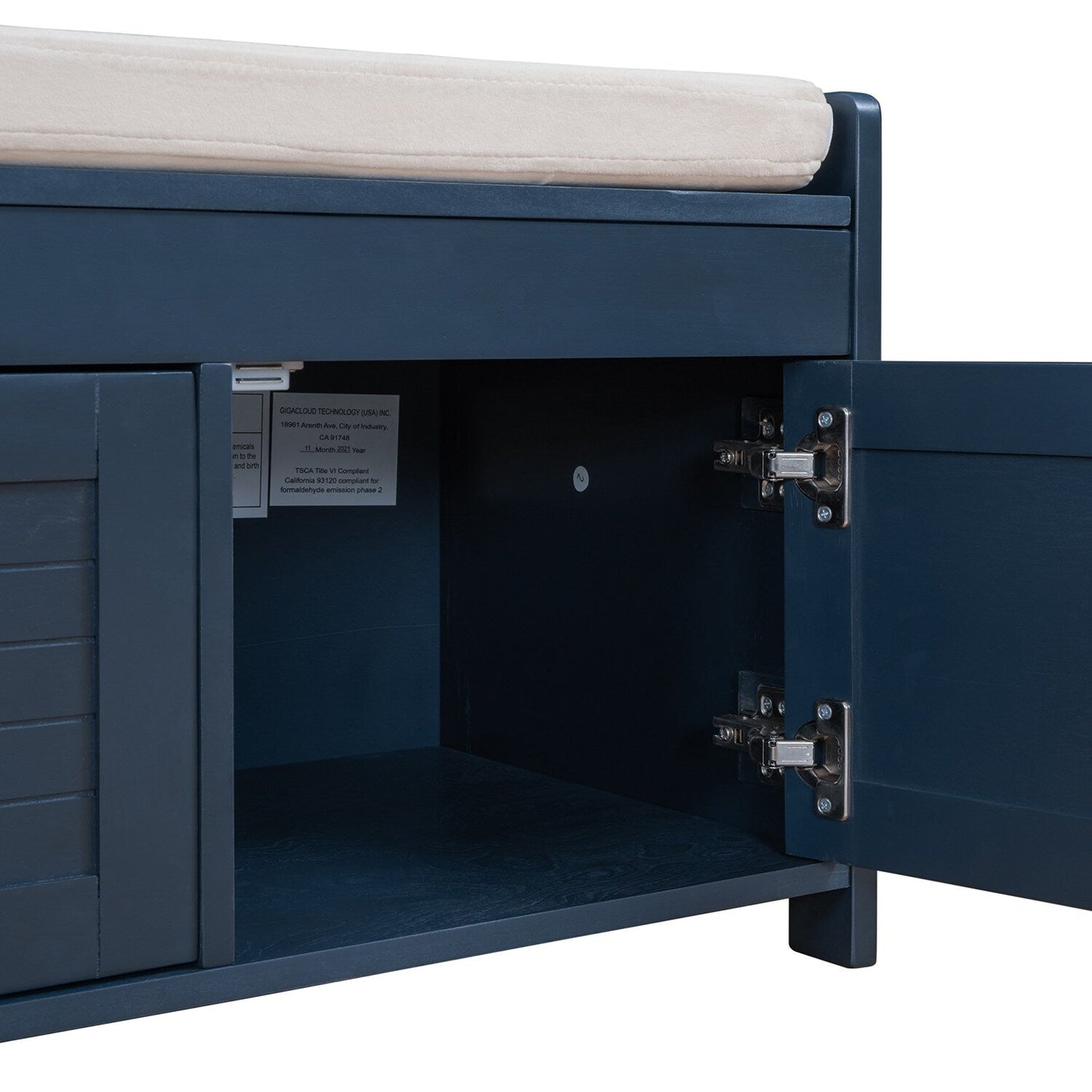 GZMR Navy Blue Storage Bench Modern Navy Blue Storage Bench 43.5-in x 16-in x 18-in