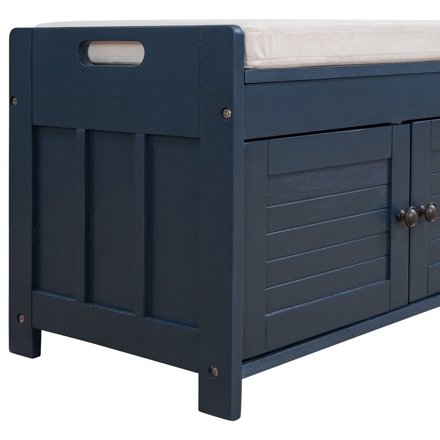 GZMR Navy Blue Storage Bench Modern Navy Blue Storage Bench 43.5-in x 16-in x 18-in