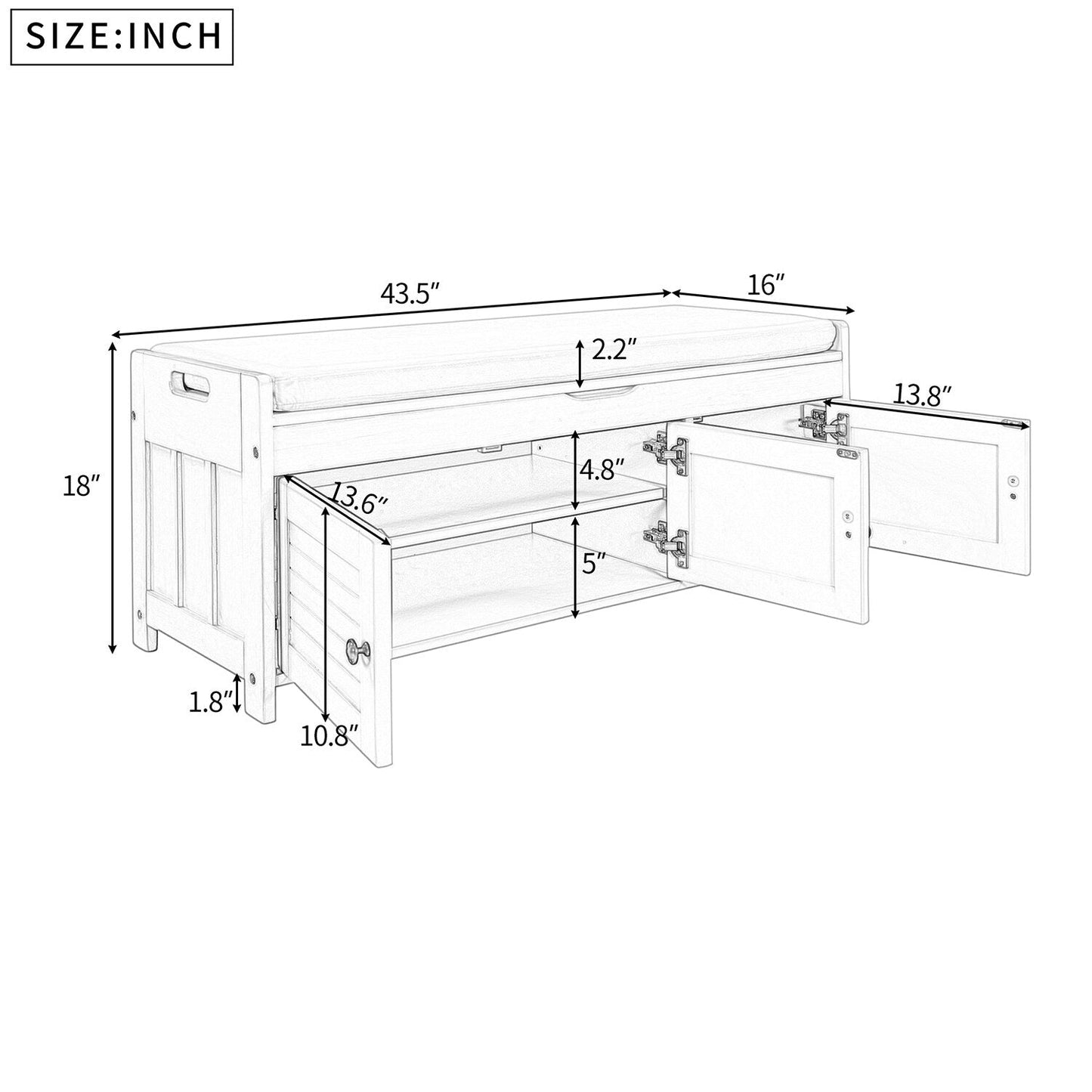 GZMR Navy Blue Storage Bench Modern Navy Blue Storage Bench 43.5-in x 16-in x 18-in