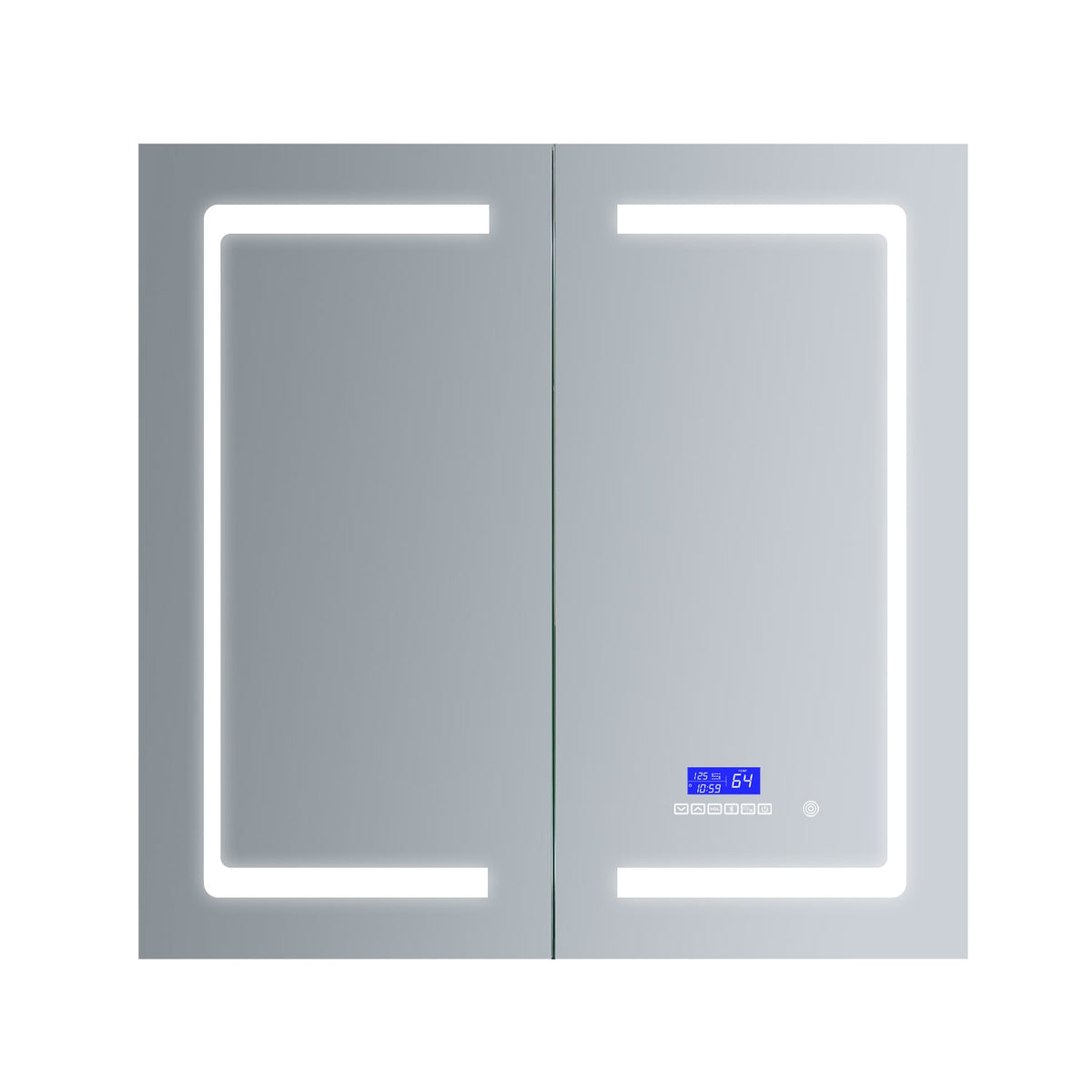 Lexora Bracciano 36-in x 36-in Lighted LED Fog Free Surface Mount Gray Mirrored Soft Close Medicine Cabinet