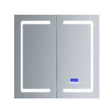 Lexora Bracciano 36-in x 36-in Lighted LED Fog Free Surface Mount Gray Mirrored Soft Close Medicine Cabinet