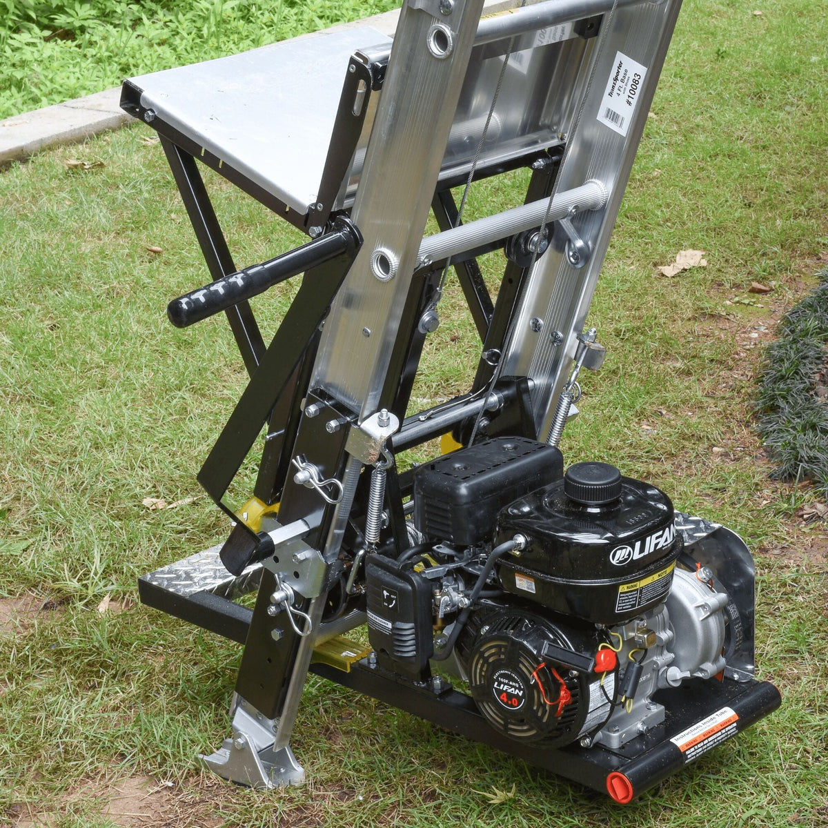 Tie Down TranzPorter TP250 Roofing Platform Ladder Hoist with Lifan Engine, 28–44 ft Reach, 250 lb Capacity