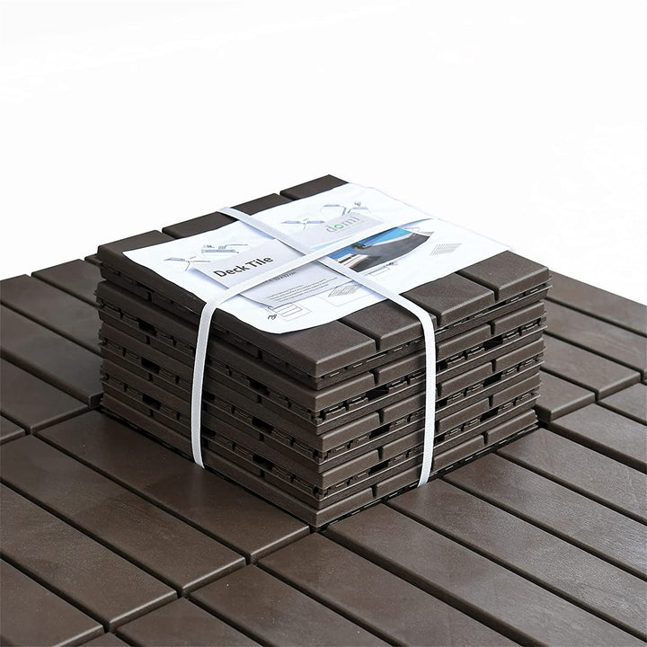 Maocao Hoom 12-in x 12-in Dark Brown Prefinished Pressure Treated Vinyl/Plastic Deck Tile (9-sq ft)