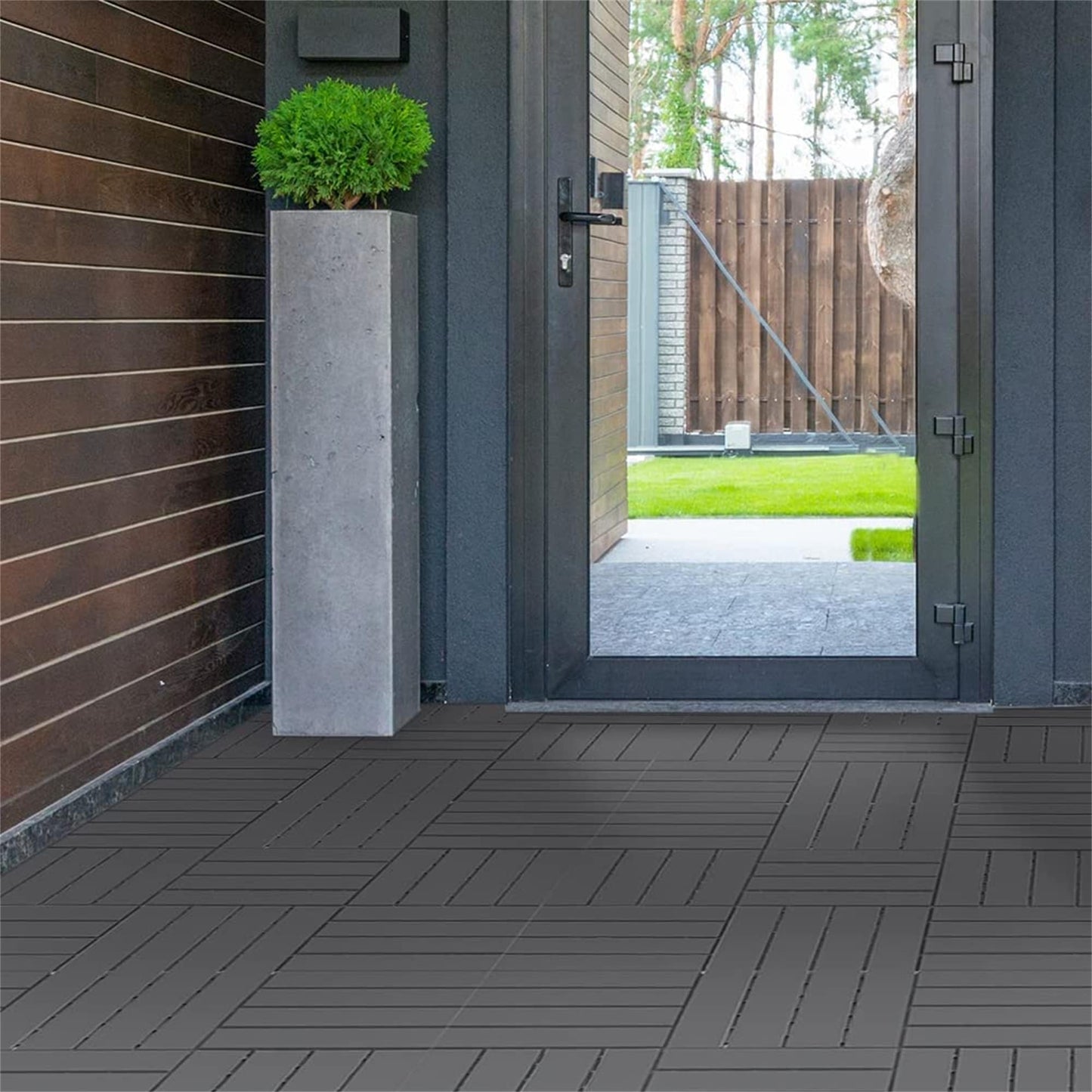 Maocao Hoom 12-in x 12-in Dark Gray Prefinished Pressure Treated Vinyl/Plastic Deck Tile (27-sq ft)
