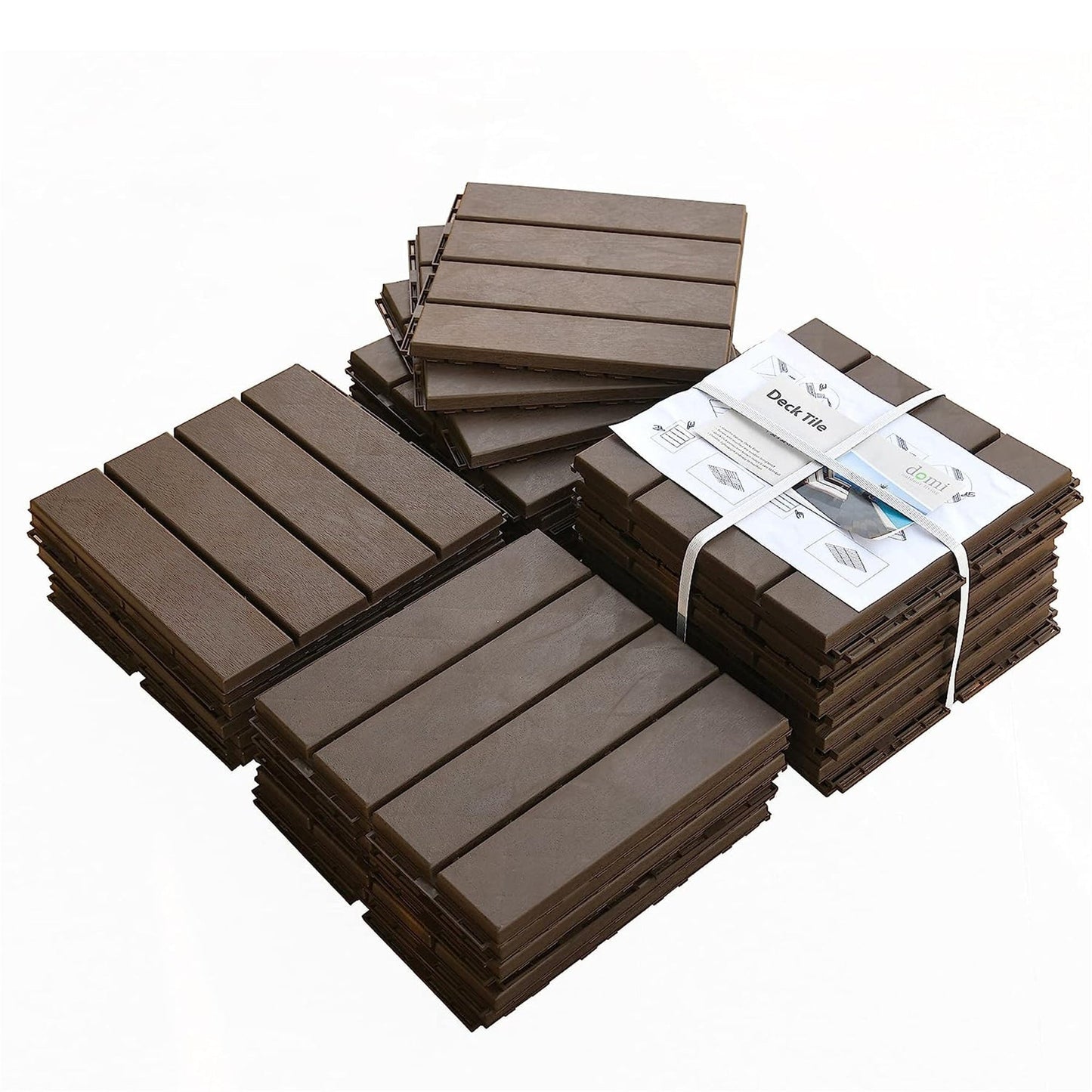Maocao Hoom 12-in x 12-in Dark Brown Prefinished Pressure Treated Vinyl/Plastic Deck Tile (27-sq ft)