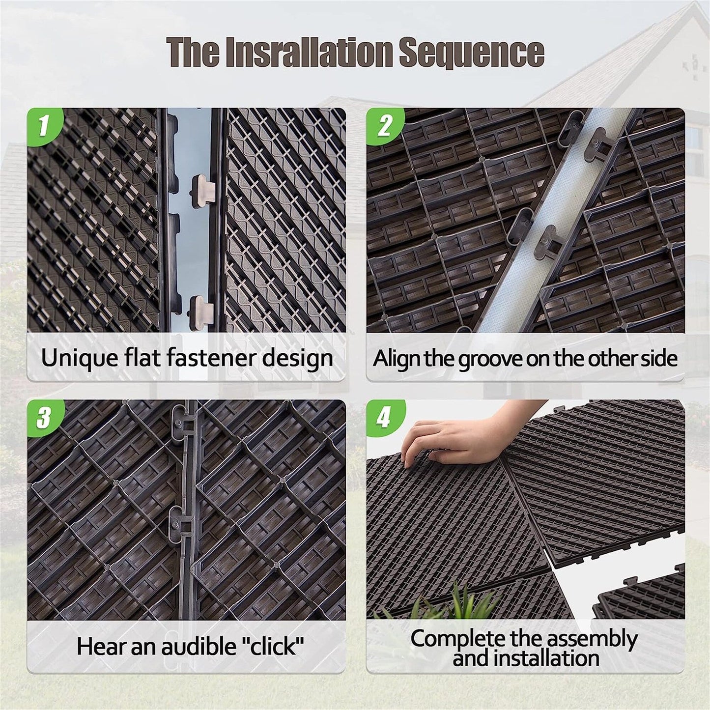 Maocao Hoom 12-in x 12-in Dark Brown Prefinished Pressure Treated Vinyl/Plastic Deck Tile (9-sq ft)