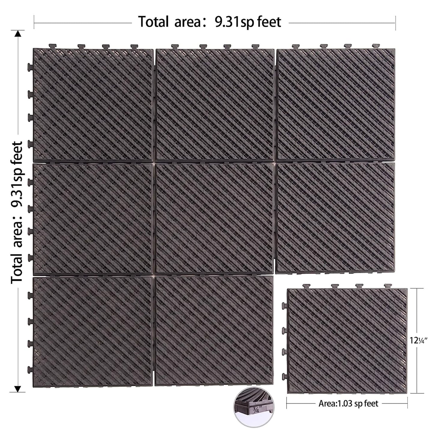 Maocao Hoom 12-in x 12-in Dark Brown Prefinished Pressure Treated Vinyl/Plastic Deck Tile (27-sq ft)