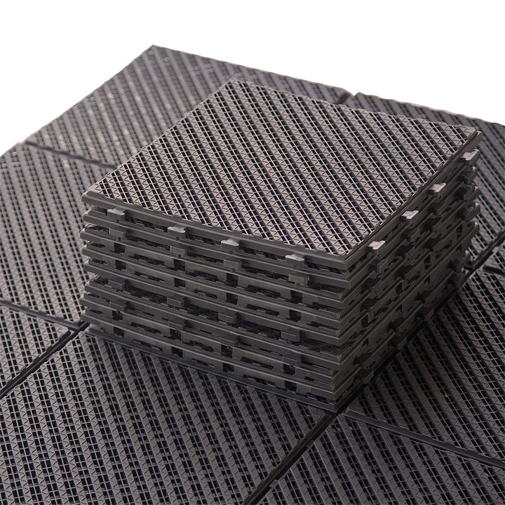 Maocao Hoom 12-in x 12-in Dark Brown Prefinished Pressure Treated Vinyl/Plastic Deck Tile (9-sq ft)