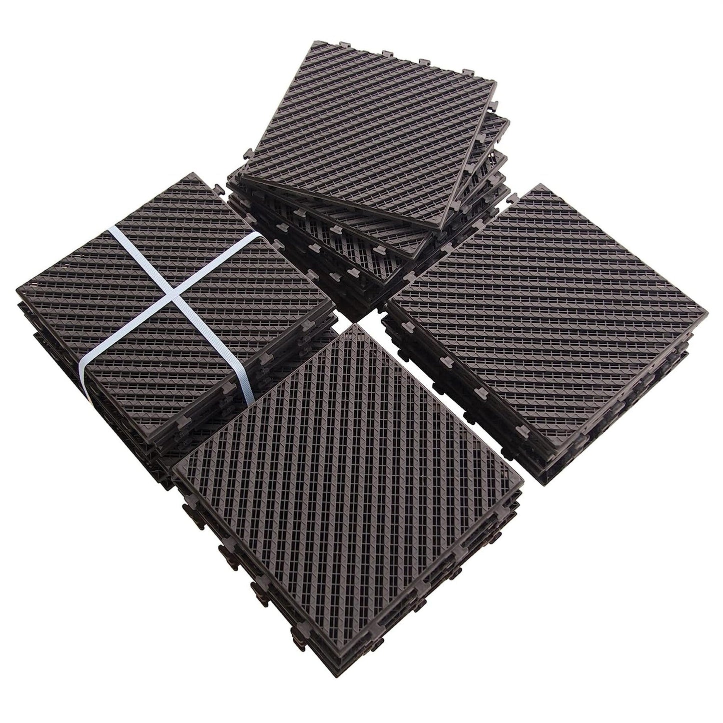 Maocao Hoom 12-in x 12-in Dark Brown Prefinished Pressure Treated Vinyl/Plastic Deck Tile (27-sq ft)