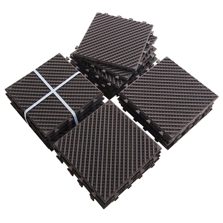 Maocao Hoom 12-in x 12-in Dark Brown Prefinished Pressure Treated Vinyl/Plastic Deck Tile (27-sq ft)