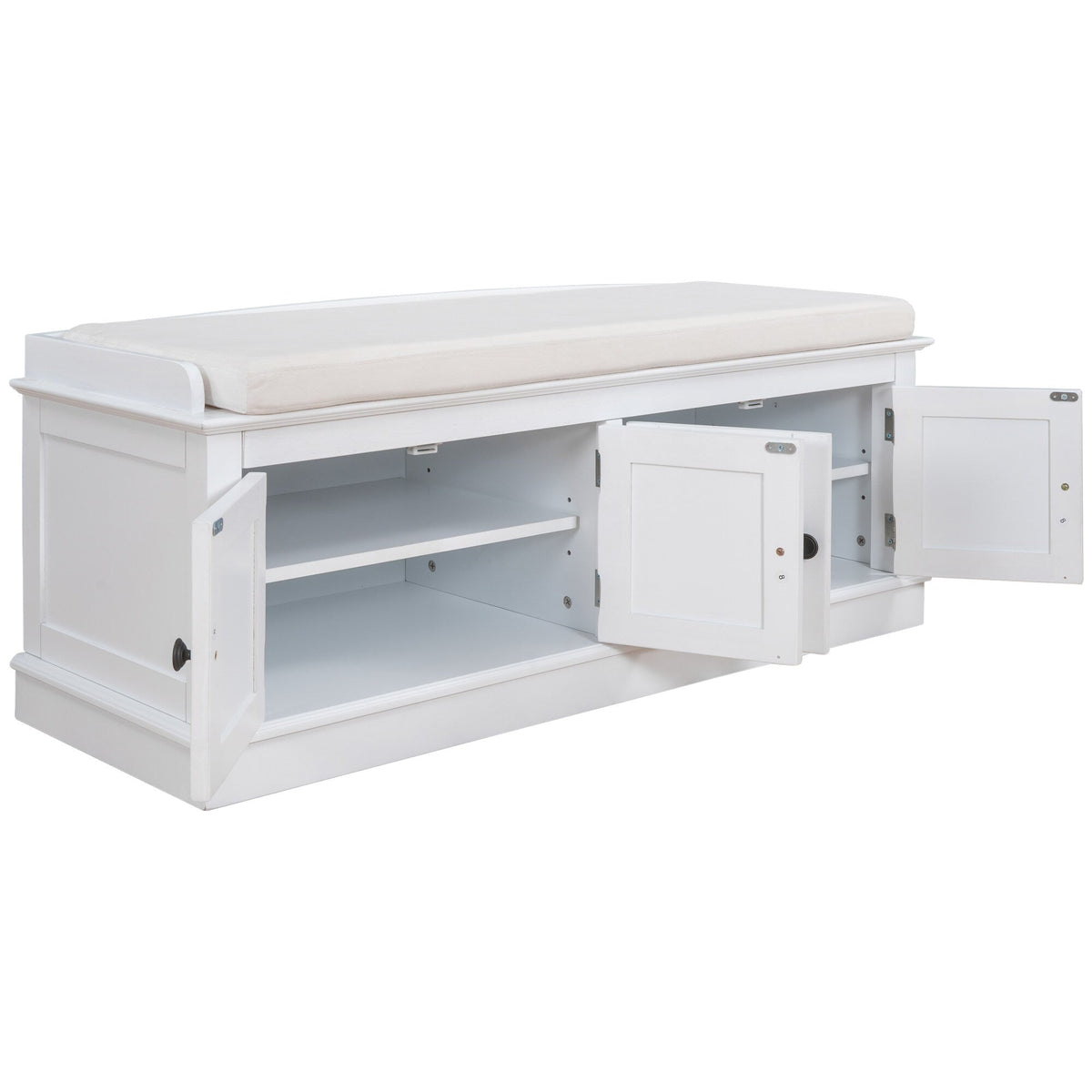 Qualler Modern White Storage Bench 42.7-in x 16-in x 17.4-in