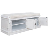 Qualler Modern White Storage Bench 42.7-in x 16-in x 17.4-in
