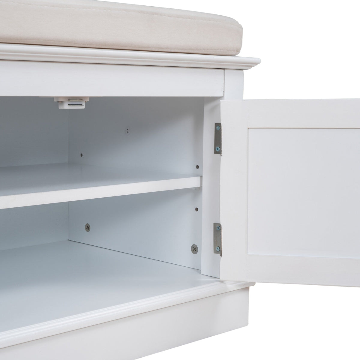 Qualler Modern White Storage Bench 42.7-in x 16-in x 17.4-in
